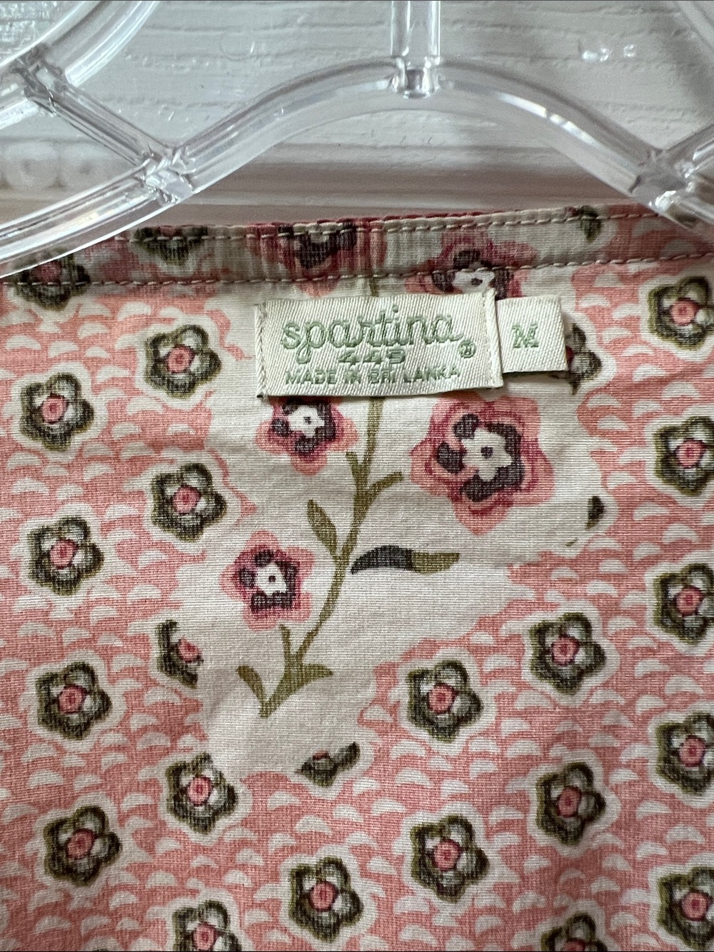 Spartina 449 Blush Floral Tie-Front Top with Rust Trim - Picture 2 of 4